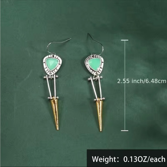 NEW Boho turquoise & silver earrings - Picture 2 of 3